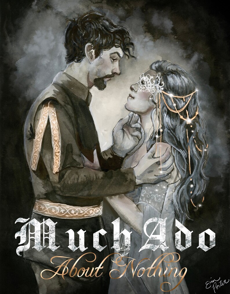 Much Ado Claudio And Hero Shakespeare Poster Etsy