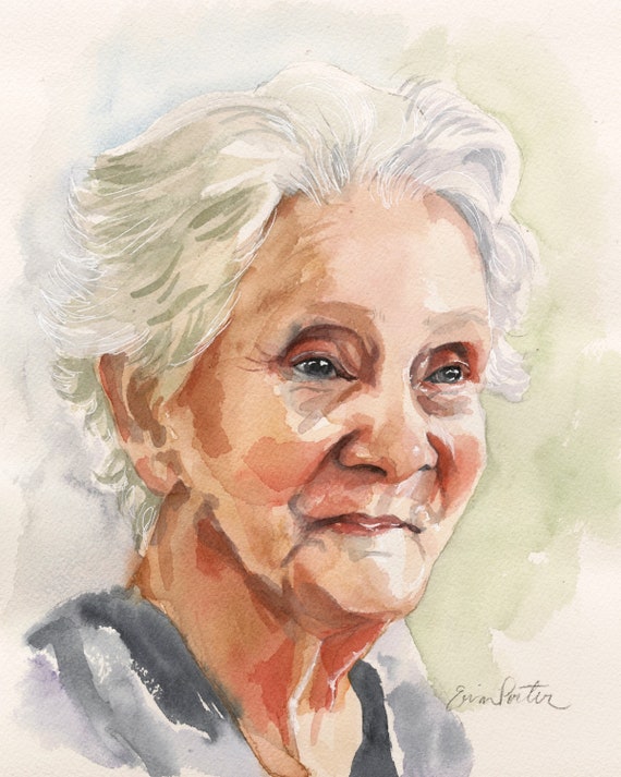Memorial Portrait | Custom Watercolor Portrait, Hand Painted from Photo | Loved One | Funeral Remembrance Gift | Real Physical Original
