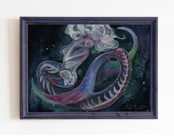 Zeemeermin kunstafdruk aquarel schilderij| Zeemeerminkunst | Zeemeermindecoratie | Zeemeerminillustratie | Cadeau-idee zeemeermin | Zeemeerminkamer | Oceaankunst