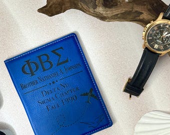 Phi Beta Sigma Passport Holder, Free Shipping, Personalized PBS Gift, Licensed PBS Vendor, Royal Blue Leatherette Passport Cover
