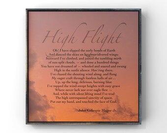 High Flight Poem by John Gillespie Magee Jr Print Poster - Etsy