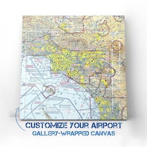 Sectional Chart Canvas, Birthday gift for Pilot, Wall Decor for an office, Traditional Aircraft Canvas Wall Art for Pilot Retirement, Map