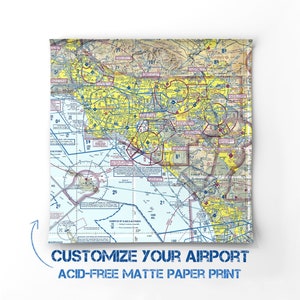 Aviation Art Print, Airport Map on Paper, Birthday Gift for Pilot, Sectional Chart Print, Wall Art for Airbnb, Wall Decor for Men, Print