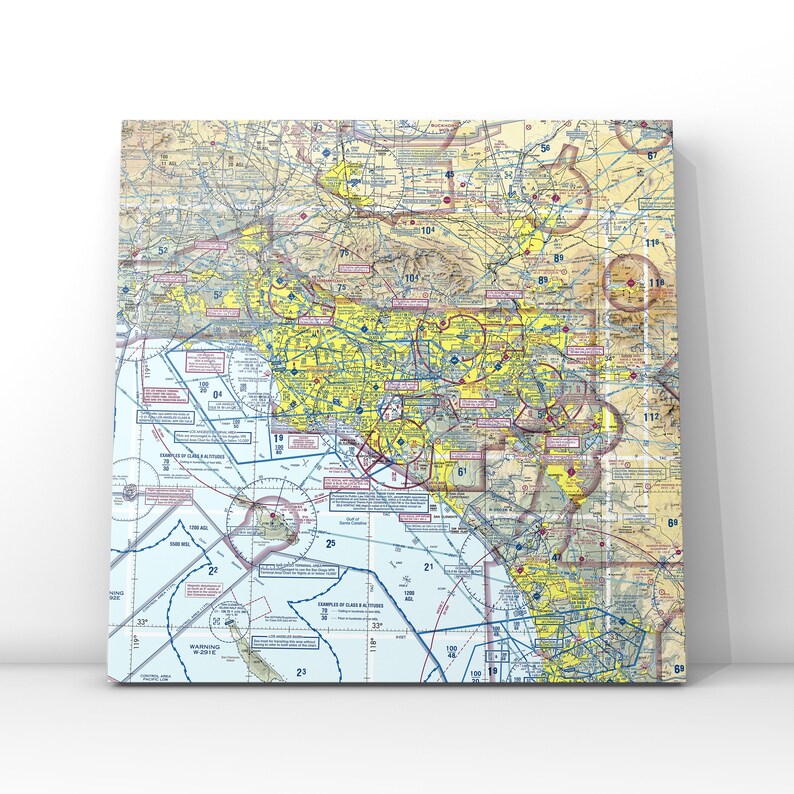 Custom Aviation Chart Canvas Print Pilot Flying Map Etsy