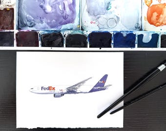 Custom Watercolor Airplane Paintings, Original Airplane Artwork for Pilot, Aviation Wall Art Decor, Aviation Paintings for Pilot, Plane Art
