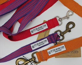 Handwoven Dog Leash: Strong Inkle Weave, Red & Blue, 4-Foot