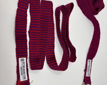 Handwoven Dog Leash: Red and Blue Inkle Woven, Heavy-Duty