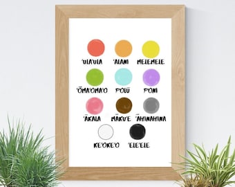 Hawaiian Colors (Nā Waiho'olu'u) Digital Print | Hawaiian Art Hawaii Wall Print Hawaiian Language Hawaii Children Education