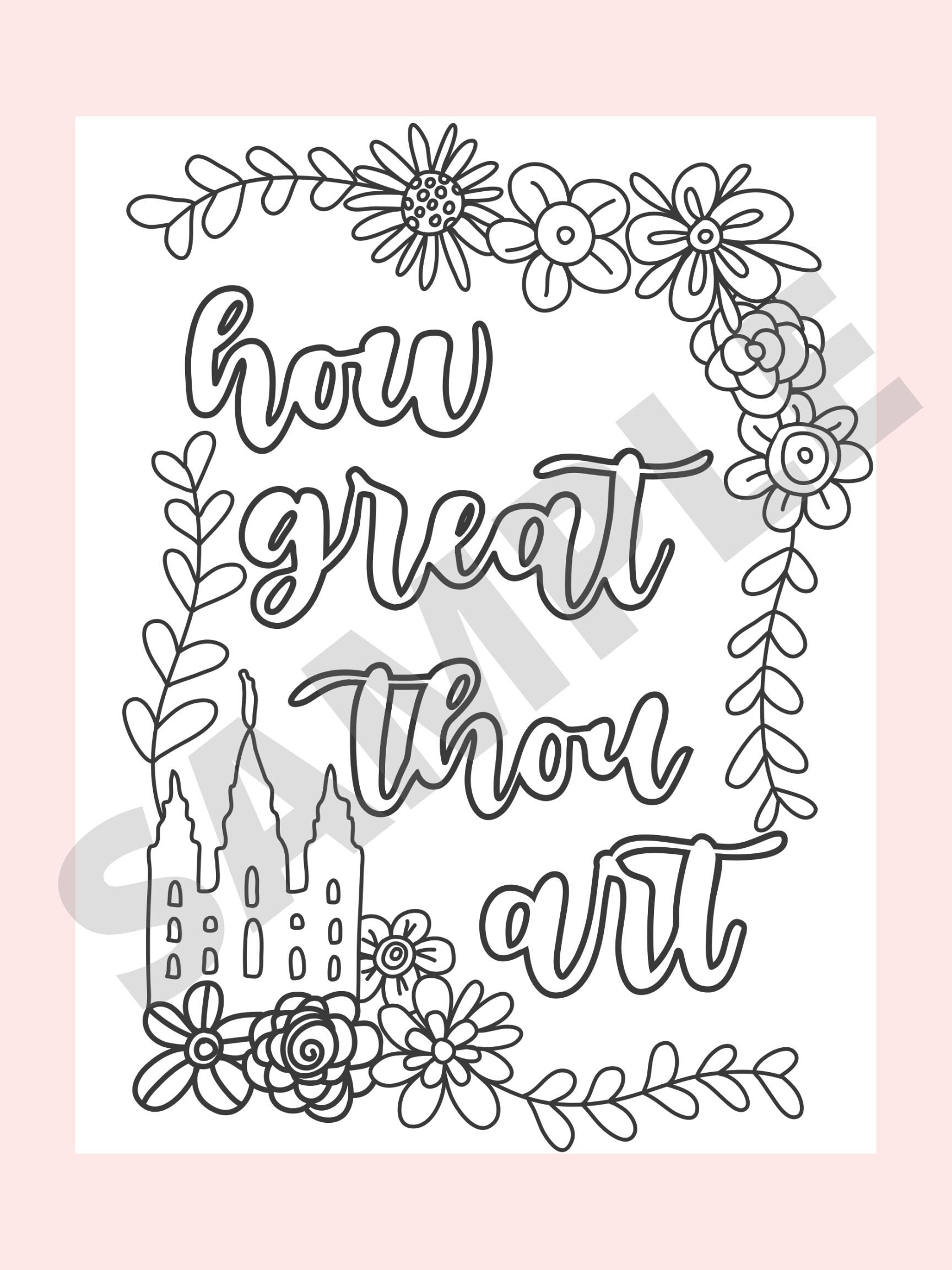 LDS Hymn Set of 6 Coloring Book Printable Instant PDF Download Coloring ...