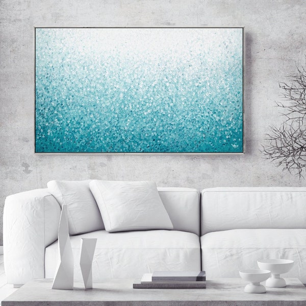 Abstract Painting, Dot Painting, Extra Large Wall Art, Canvas Art, Light Blue Artwork, Abstract Art, Acrylic Painting, Dot Art, Modern Art