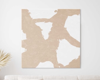Neutral Abstract Painting: Beige & Grey Acrylic Art on Canvas