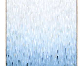 Large Abstract Painting: Light Blue Modern Art on Canvas