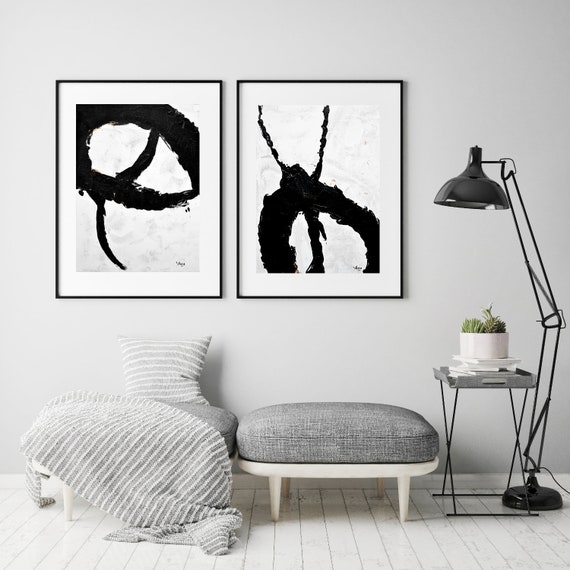 Abstract Painting Set of 2 Abstract Art Canvas Art Acrylic Etsy