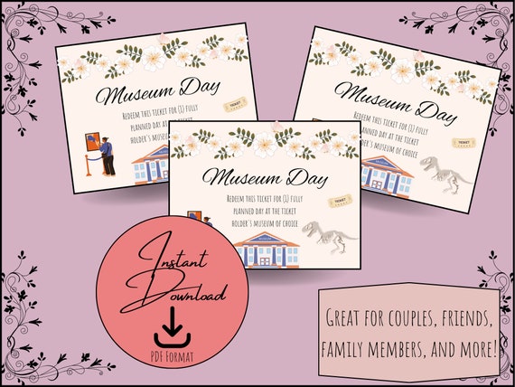 Museum Day Ticket Voucher Anniversary Friendship - Etsy