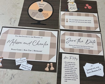 Elegant Board Game DIY Editable Template, Digital Download for Wedding Invitation Suite Bundle