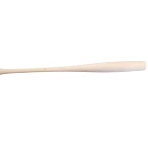 May include: A plain wooden baseball bat with a rounded end.