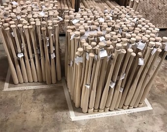 16 Battes De Baseball En érable – 34 Pouces, Bois Brut, Petites Imperfections