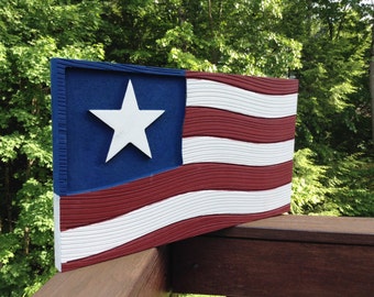Classic Waving Flag, American Flag, Flag Decor, Hand-painted, Gifts for him, Gifts for her, Father's Day, Mother's Day, Made in USA