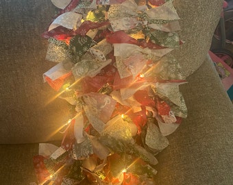 Christmas rag lighted garland