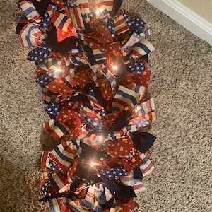 4th of July Rag lighted garland