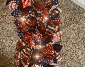 4th of July Rag lighted garland