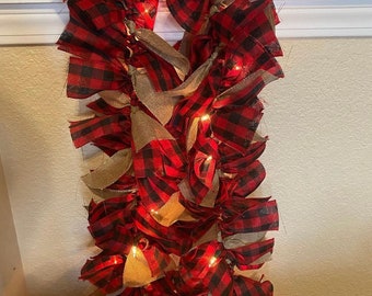 Farmhouse Ribbon lighted garland