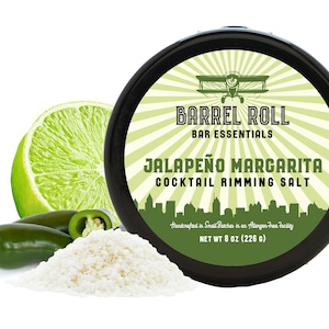 Jalapeño Margarita Cocktail Rimming Salt & Sugar by Barrel Roll Bar Essentials - 8 Flavors - Fun Gift - 8 oz 452 Servings