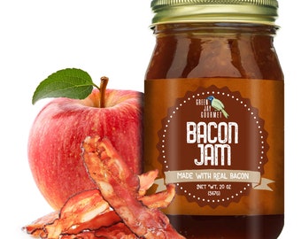 Green Jay Gourmet Bacon Jam - Classic Spread for Burgers, Sandwiches, Toast, Charcuterie - Sweet & Savory Flavoring for Meats - 20 Oz