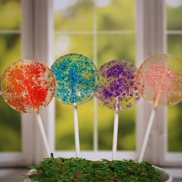Gourmet Glitter Lollipops by Bear Necessities - Handmade Lollipops in Gift Box- Assorted Suckers- Great Stocking Stuffer
