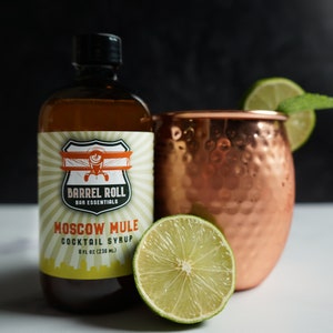 Moscow Mule Cocktail Mix- Handcrafted- Makes 8 Drinks - Easy to Use-  Excellent Gift-  8 Ounce Bottle - 9 Flavors - Excellent Gift