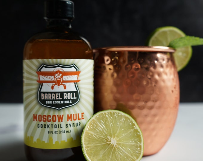Moscow Mule Cocktail Mix- Real Ingredients Only - Easy to Use-  Excellent Gift-  8 Ounce Bottle - 9 Flavors - Excellent Gift