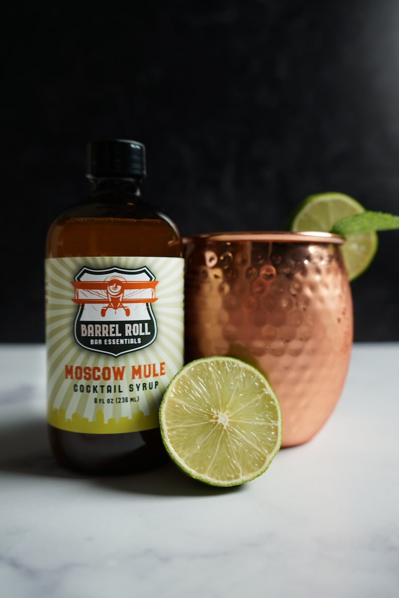 Moscow Mule Cocktail Mix Real Ingredients Only Easy to Use Excellent Gift 8 Ounce Bottle 9 Flavors Excellent Gift image 1