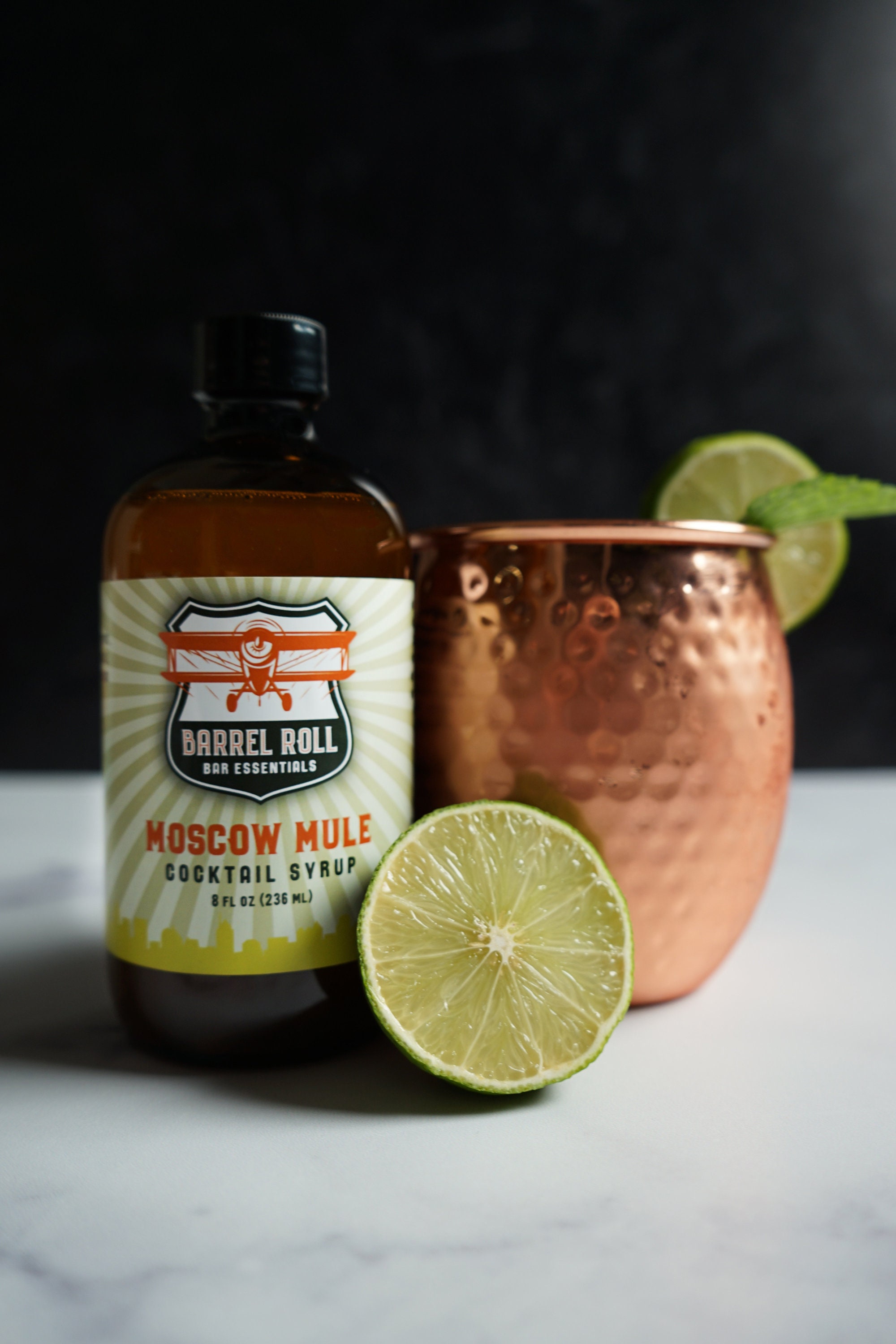 Barrel Roll Bar Essentials Cocktail Mixers - Moscow Mule Cocktail Mix - All-Natural Moscow Mule Drink Mix - USA Handcrafted Cocktail Syrups - Small