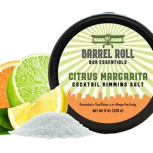 Citrus Margarita Cocktail Rimming Salt by Barrel Roll Bar Essentials - 8 Flavors - Fun Gift - 8 oz 452 Servings