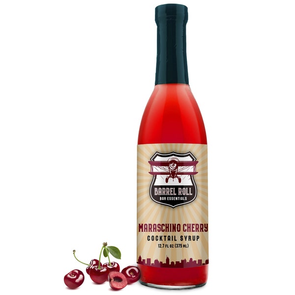 Maraschino Cherry Cocktail Syrup by Barrel Roll Bar Essentials- 12.7 oz