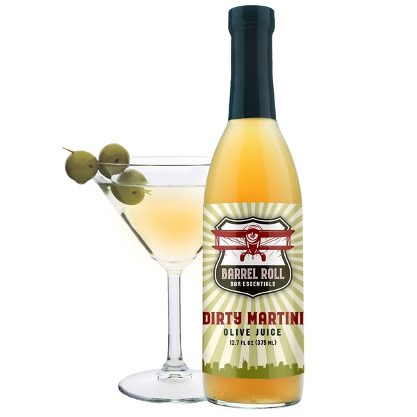 Dirty Martini Mix by Barrel Roll Bar Essentials- Excellent Gift- 12.7 oz Bottle