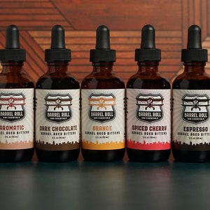 Cocktail Bitters Made with Real Botanicals- Handcrafted- 2 fl oz. Bottle - 5 Delicious Flavors - Unique Gift