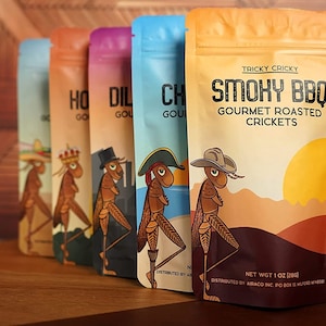 Roasted Crickets -  High Protein & Low Calorie Snack - Edible Crickets- Five Delicious Flavors By Tricky Cricky