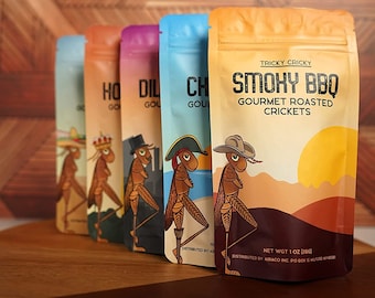 Roasted Crickets -  High Protein & Low Calorie Snack - Edible Crickets- Five Delicious Flavors By Tricky Cricky