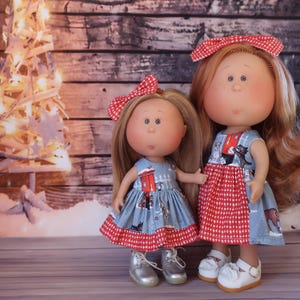 Mia and mini Mia matching CHRISTMAS Post & Dogs sets ~ sisters sets for Nines D'Onil MIA , Little Mia and Pippa dolls