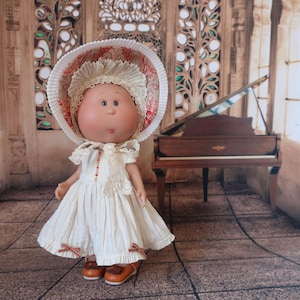 MINI Mia's Sunday ~ hermoso conjunto de 2 piezas para muñeca Nines D'Onil Little MIA 23 cm 9" ~ vestido y gorro