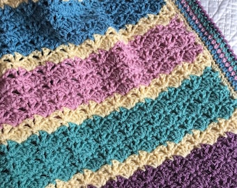 Lotus Shell Blanket - Beginner Friendly PDF Crochet Pattern, Crochet Blanket Pattern, Shell Stitch Blanket, UK terms Crochet Pattern