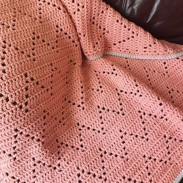 Easy Filet Crochet Blanket Pattern, Zara's Blanket, filet Crochet Pattern, beginner pattern, zig zag, chevron, pdf crochet pattern,
