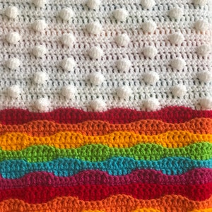 Cloudy with a Chance of Rainbows Crochet Blanket Pattern: PDF crochet pattern, Crochet Blanket Pattern, Rainbow Crochet Blanket, Bobble St image 3