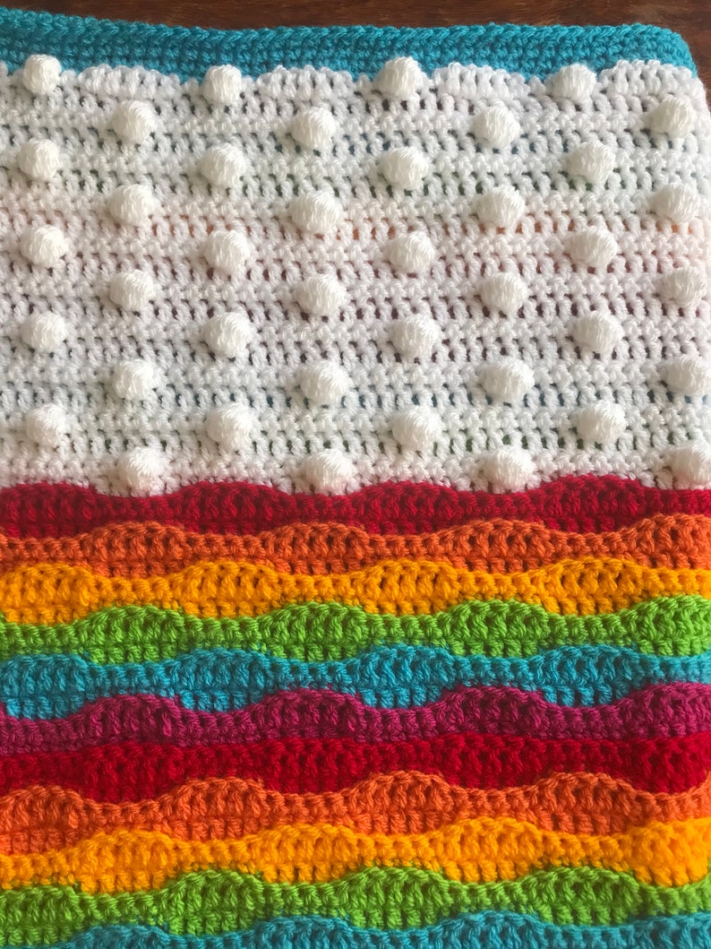 Cloudy with a Chance of Rainbows Crochet Blanket Pattern: PDF crochet pattern, Crochet Blanket Pattern, Rainbow Crochet Blanket, Bobble St image 3