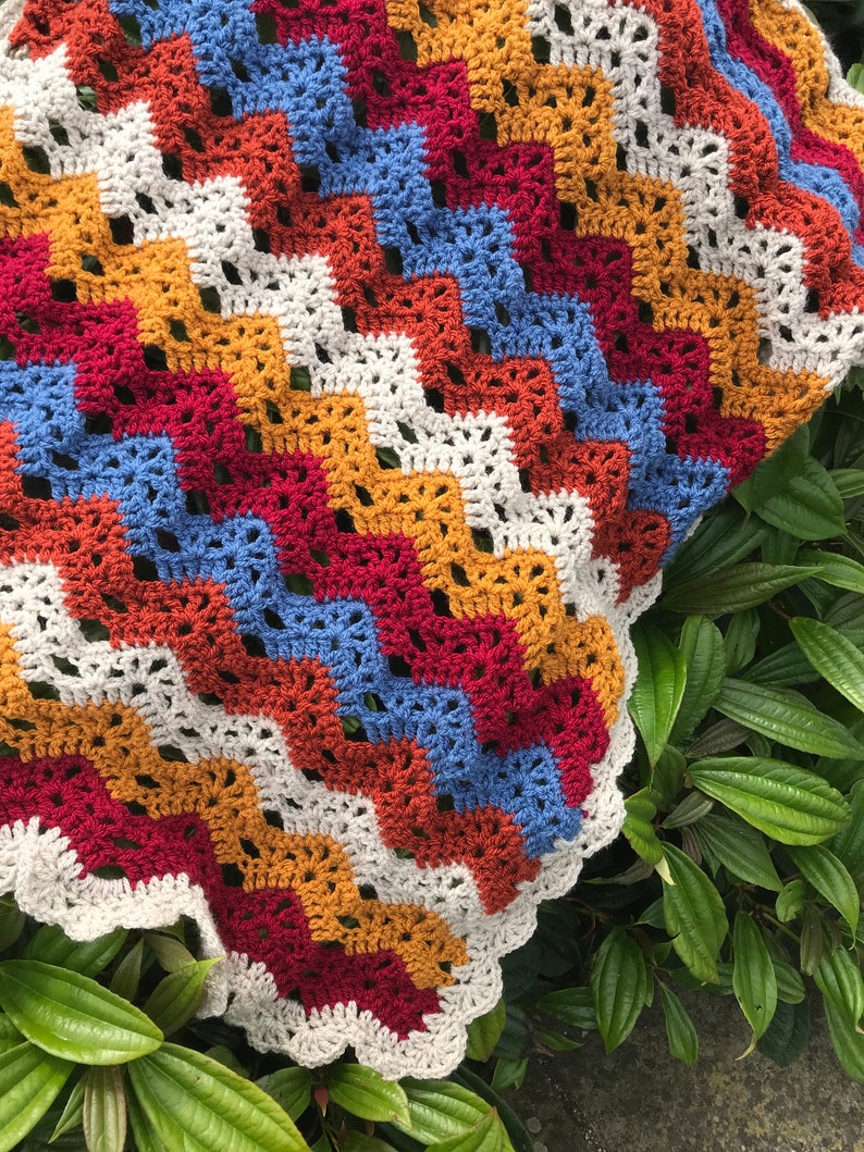 Bronte Ripple Blanket, Beginner/Easy Crochet Blanket Pattern, Ripple Blanket Pattern, chevron crochet blanket, pdf pattern image 3