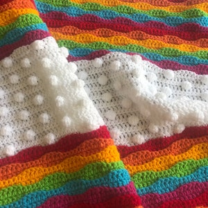 Cloudy with a Chance of Rainbows Crochet Blanket Pattern: PDF crochet pattern, Crochet Blanket Pattern, Rainbow Crochet Blanket, Bobble St image 2