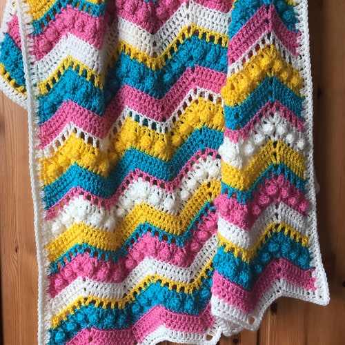 Bronte Ripple Blanket Beginner/easy Crochet Blanket Pattern Etsy