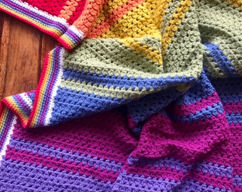 Rainbow Belt Blanket - PDF Beginner Crochet Pattern Pattern, Rainbow Crochet Blanket, Baby Crochet Blanket, Easy Crochet Blanket Pattern