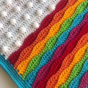 Cloudy with a Chance of Rainbows Crochet Blanket Pattern: PDF crochet pattern, Crochet Blanket Pattern, Rainbow Crochet Blanket, Bobble St image 1